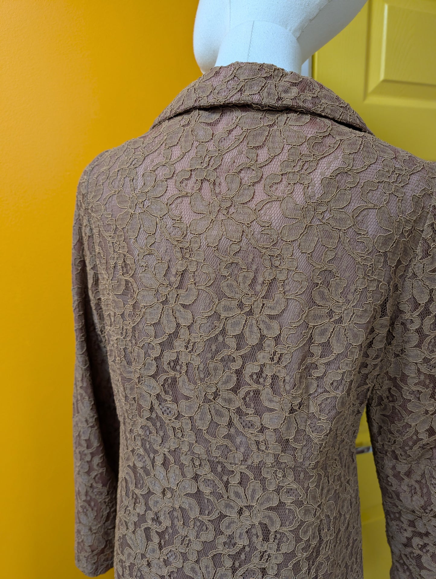 1960s Devonshire Lady brown lace dress suit - S/10