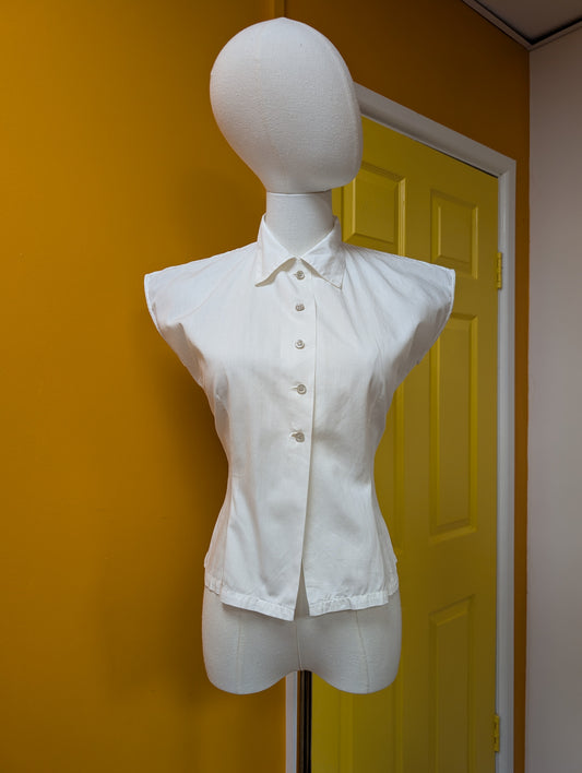 1950s Judy Graduate white cotton shirt - S/10