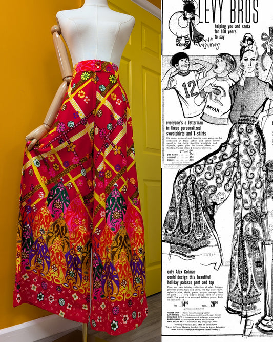 1970s Alex Colman California psychedelic palazzo pants - 26" waist