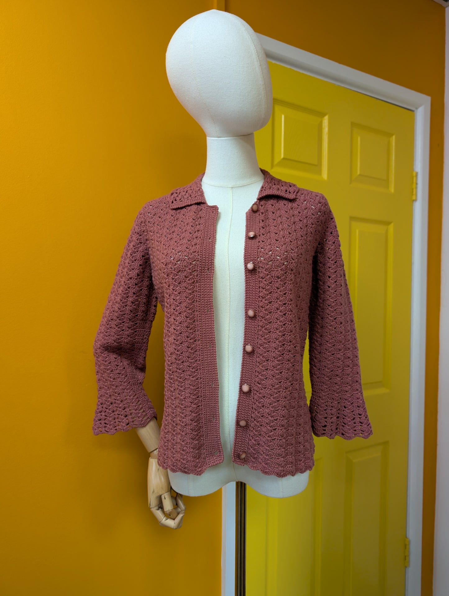 1960s crocheted cardigan - XS/S