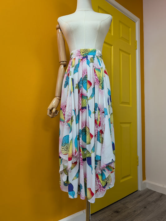 1980s novelty seashell print skirt - 30" waist