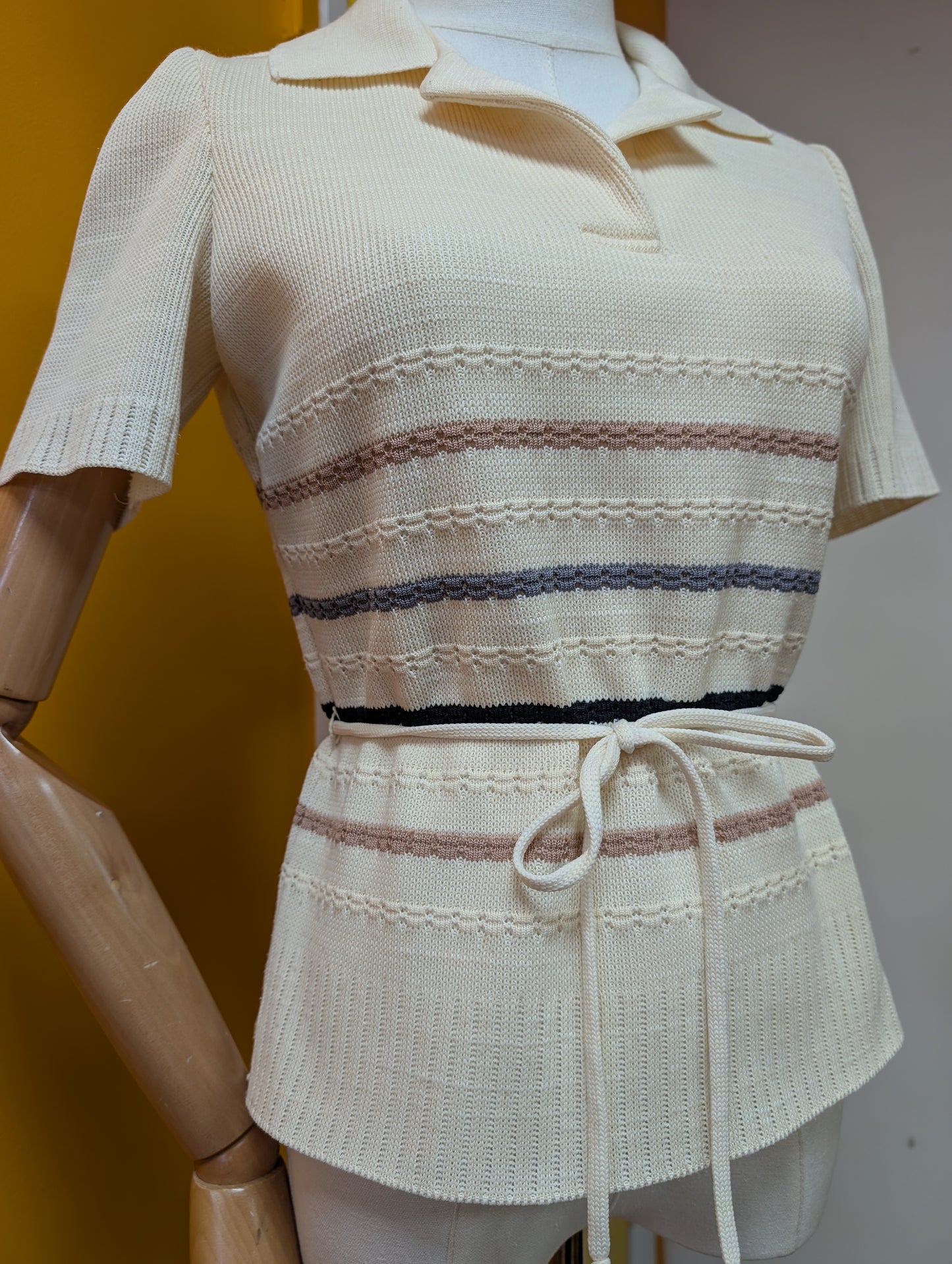 1970s Kay Windsor belted knit top - S