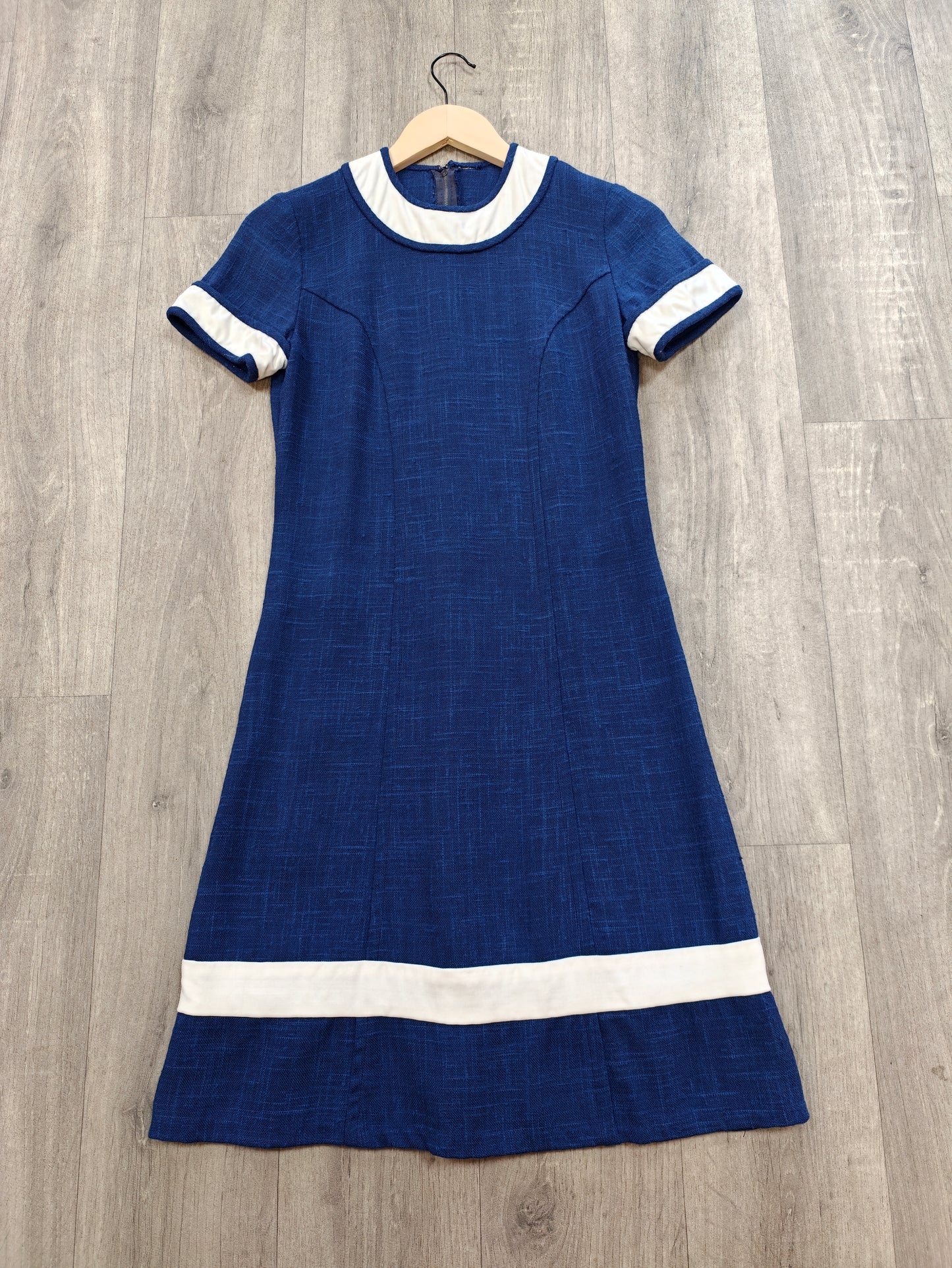 1960s blue & white dress - XS/S/6/8