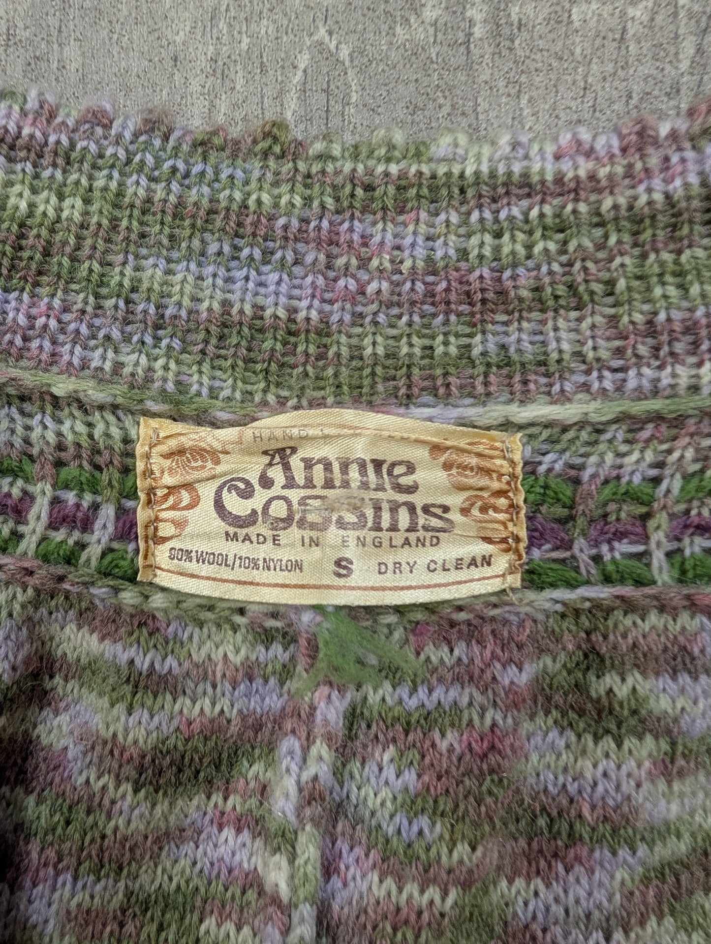 1970s Annie Cossins hand loomed wool blend cardigan