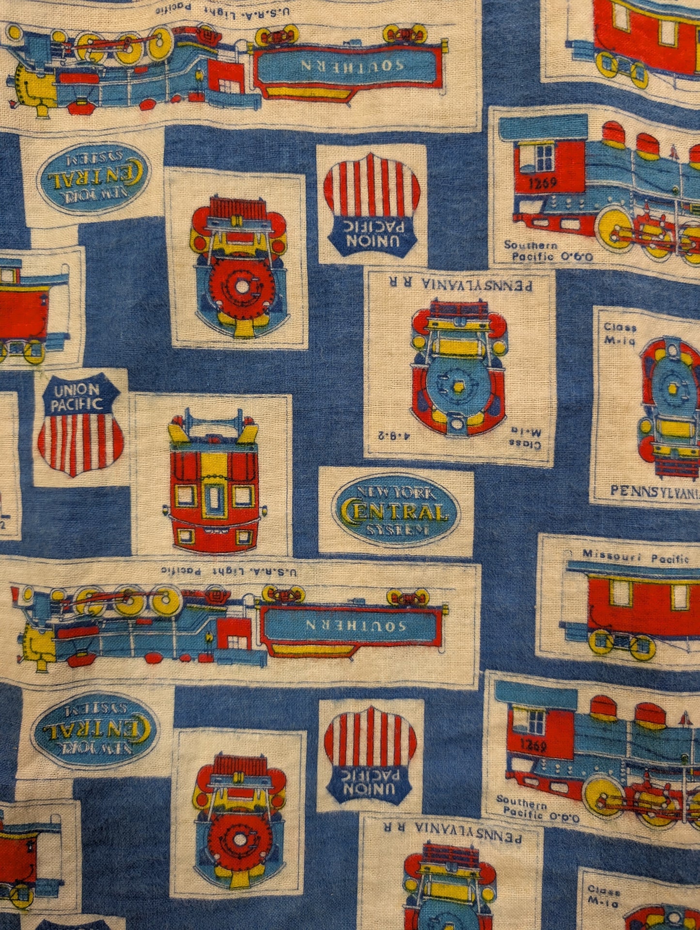1960s Prest-Rite novelty train print cotton flannel shirt