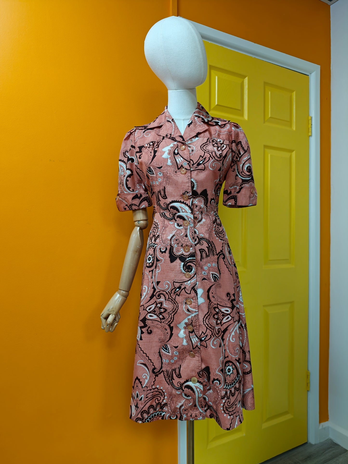 1970s paisley print shirt dress - S/10