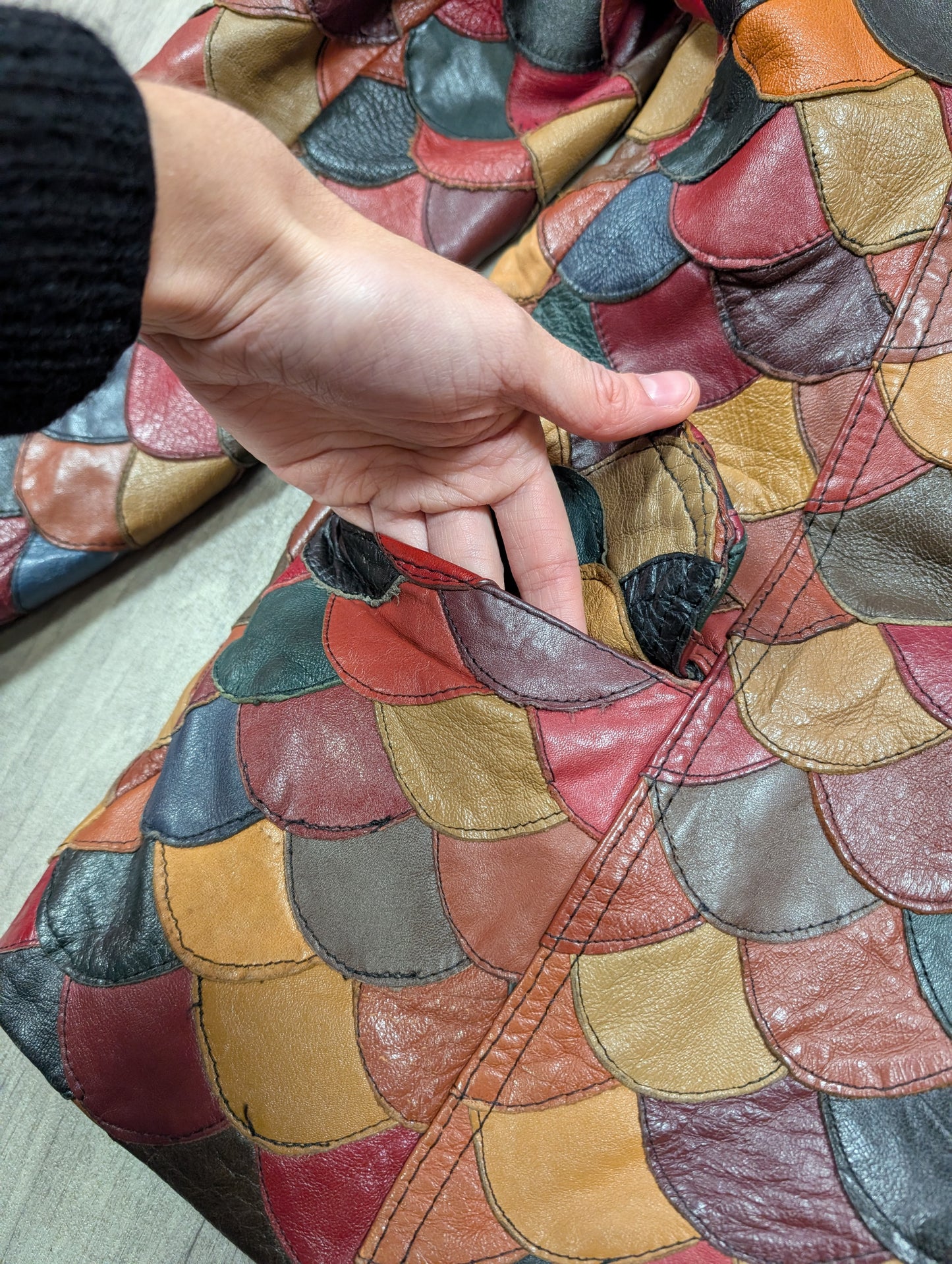 Epic 1970s fish scale leather jacket