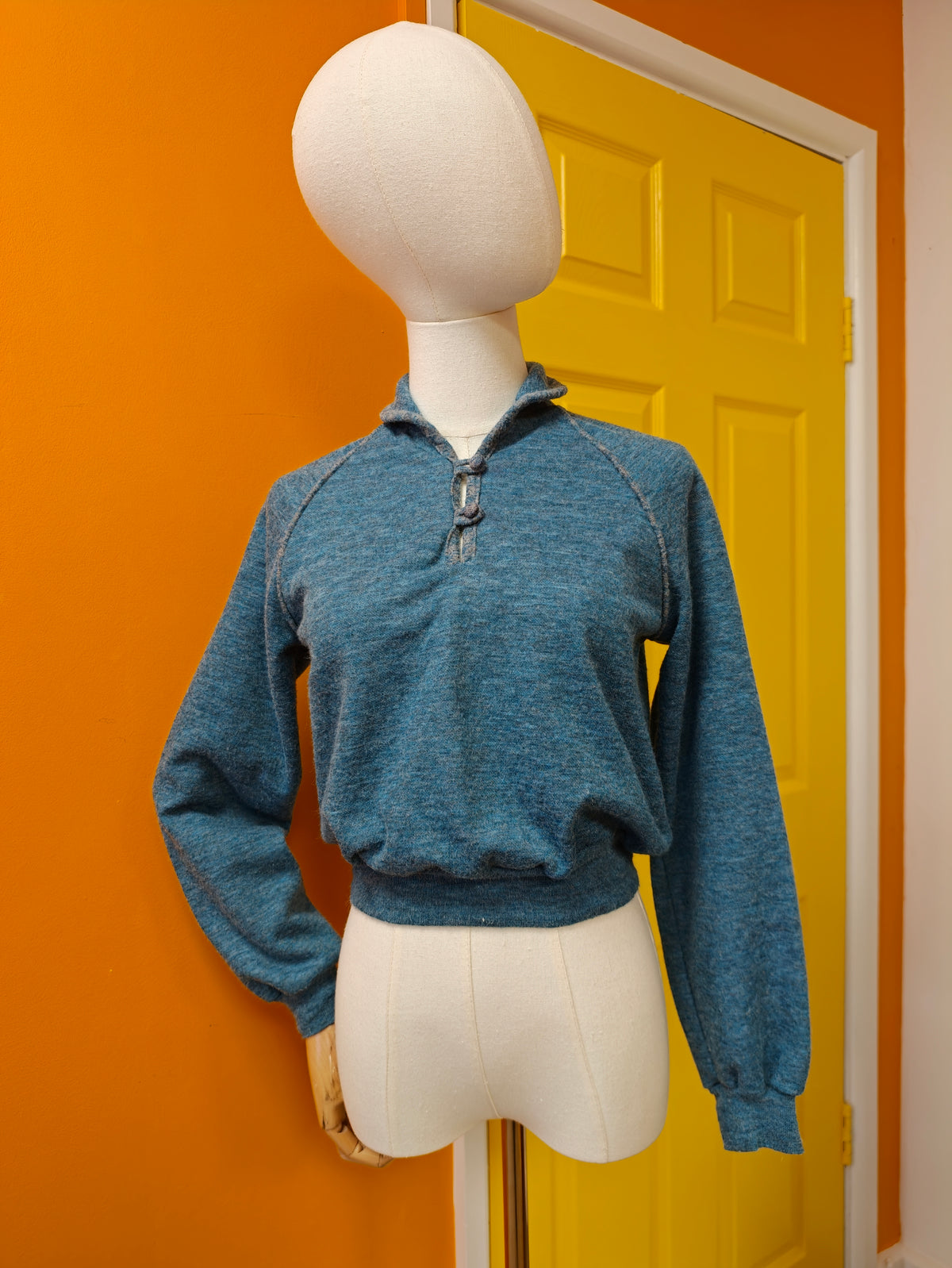 1970s Cathy Sue blue jumper - XS/S