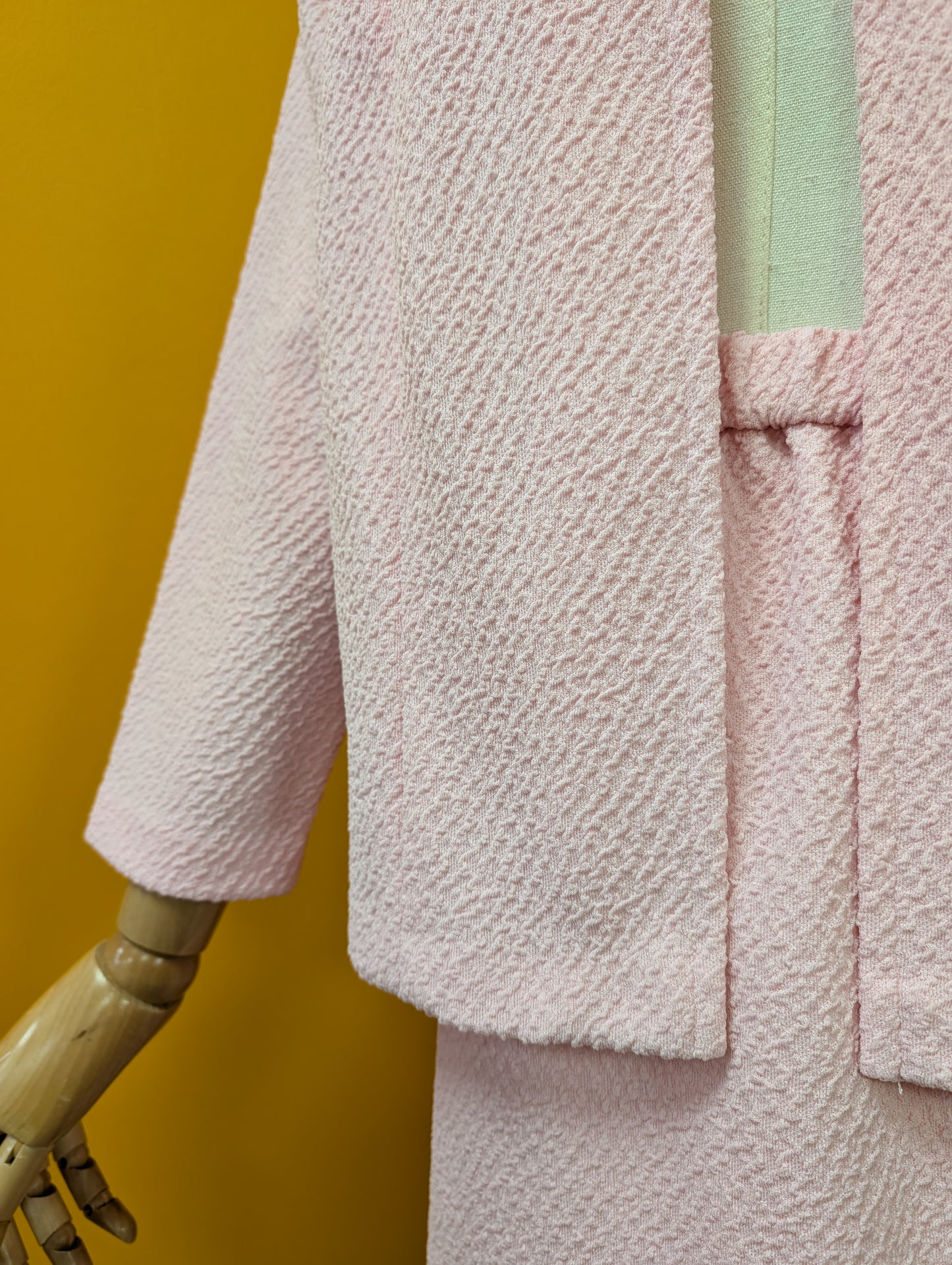 1960s St Michael pink crimplene skirt suit - M/12/14