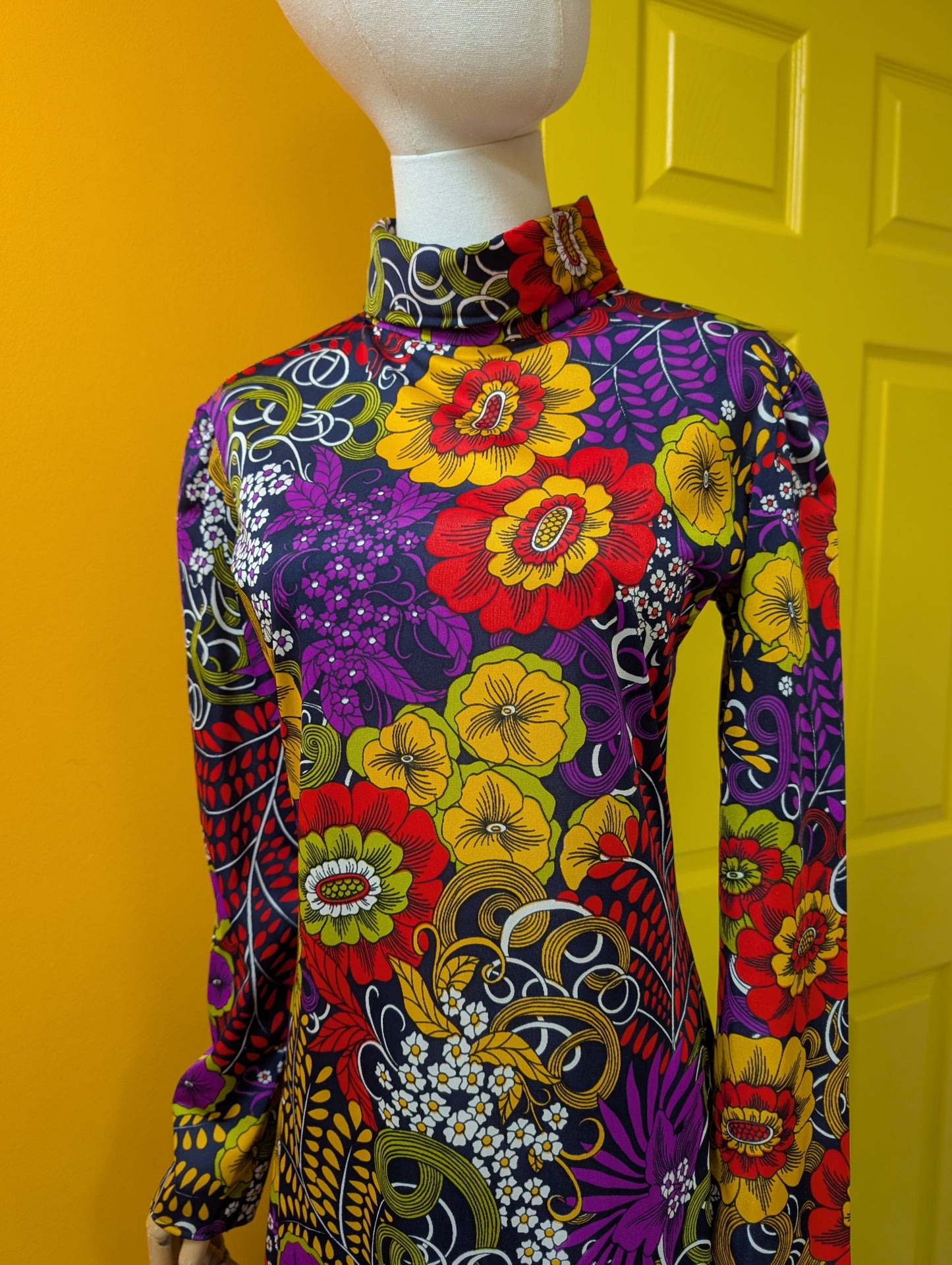 60s/70s psychedelic maxi dress - M/12/14