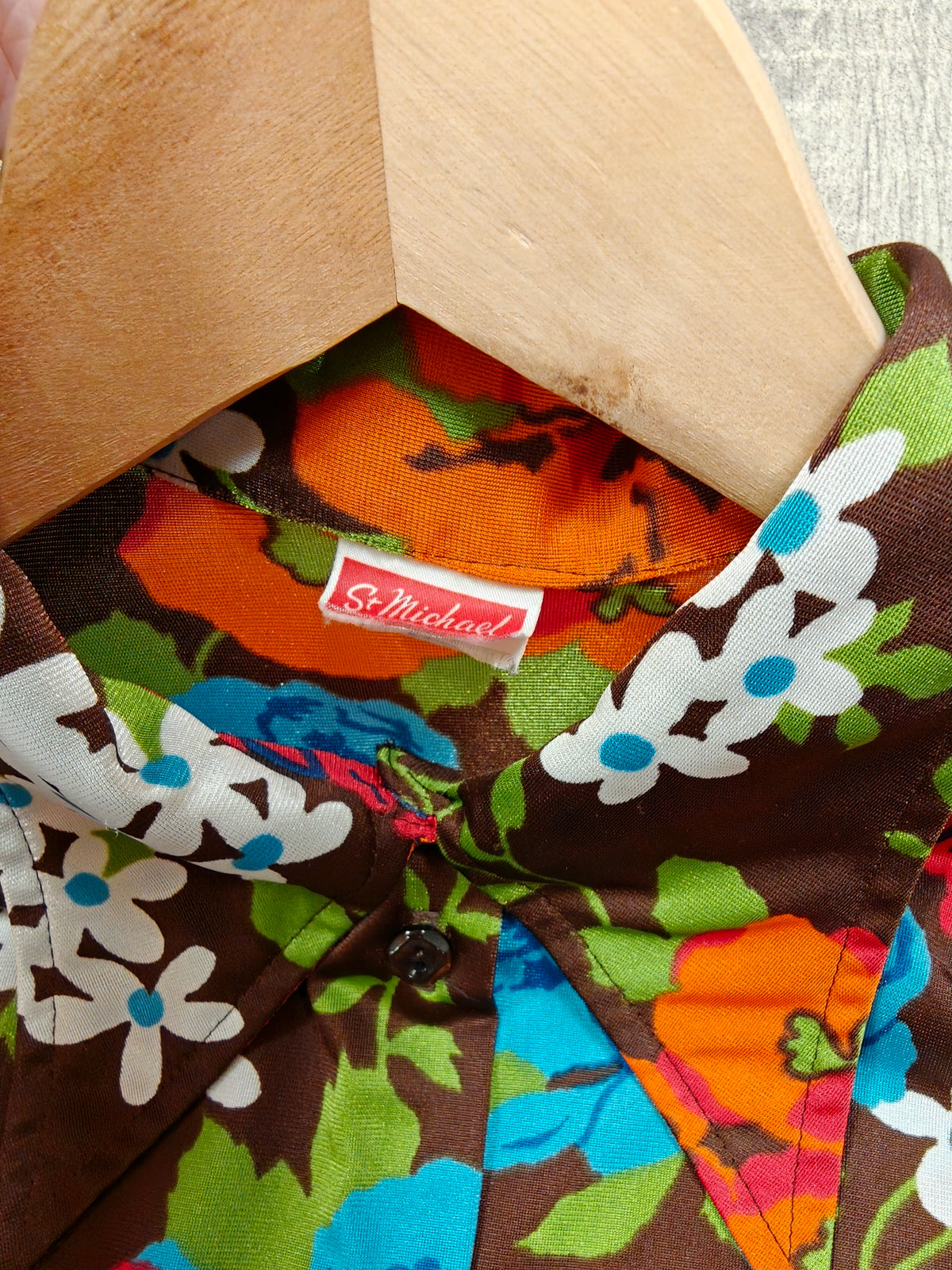 1970s St Michael floral balloon sleeve shirt - M