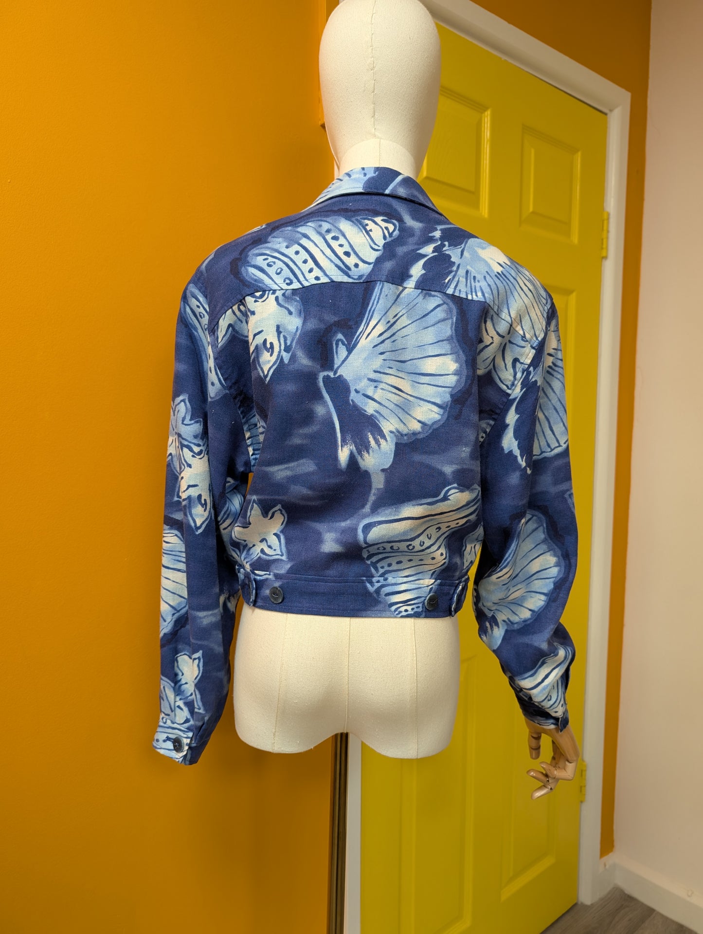 1990s Planet seashell print linen blend jacket - S