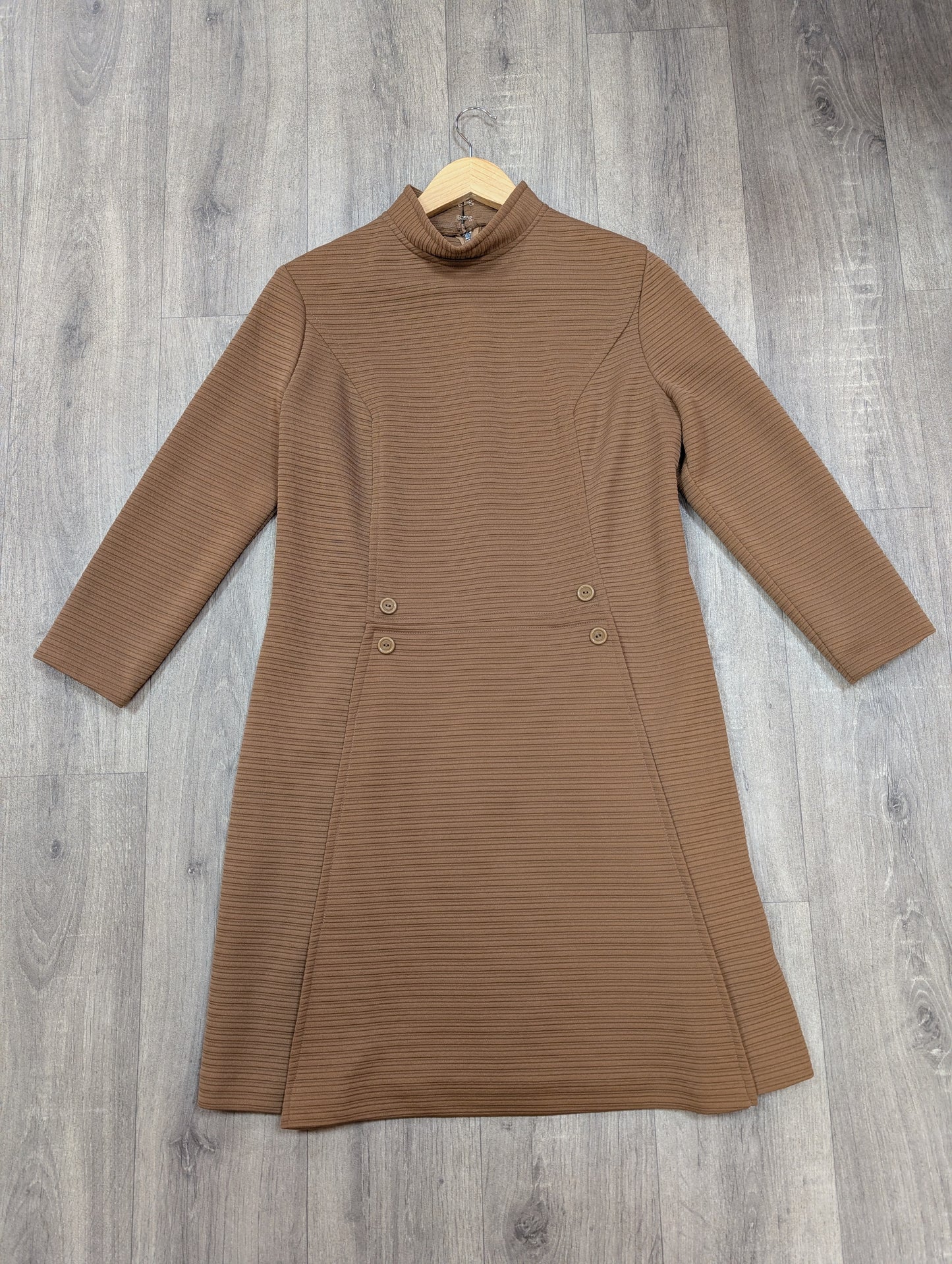 1960s brown crimplene dress - M/14