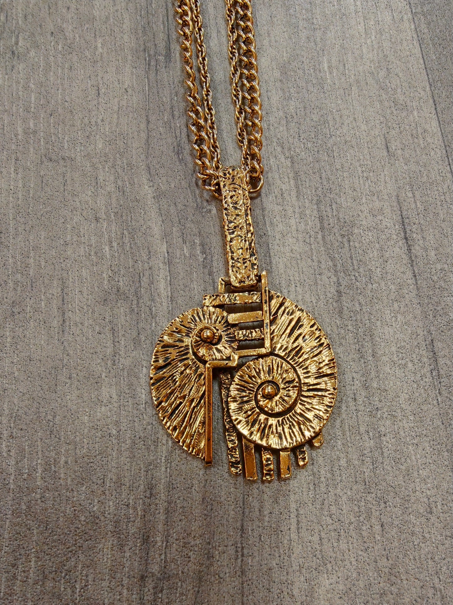 60s/70s gold tone brutalist necklace