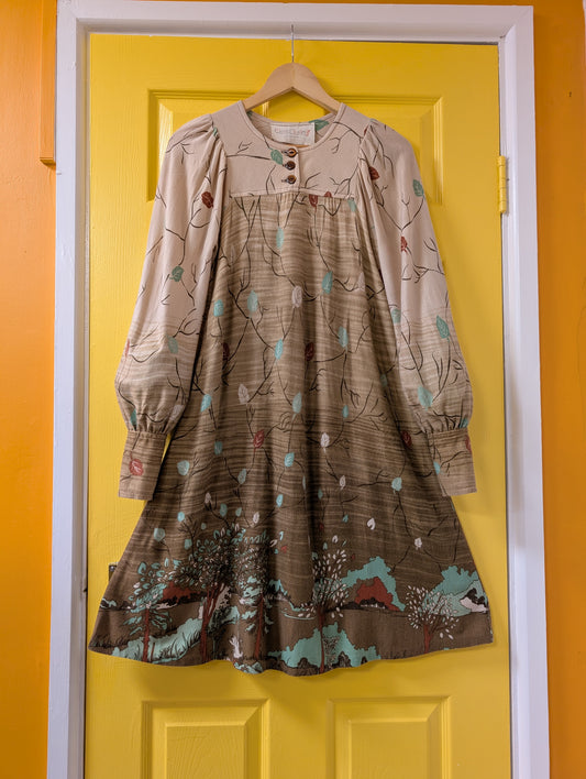 1970s Louis Caring autumnal novelty print dress - XS/S/6/8