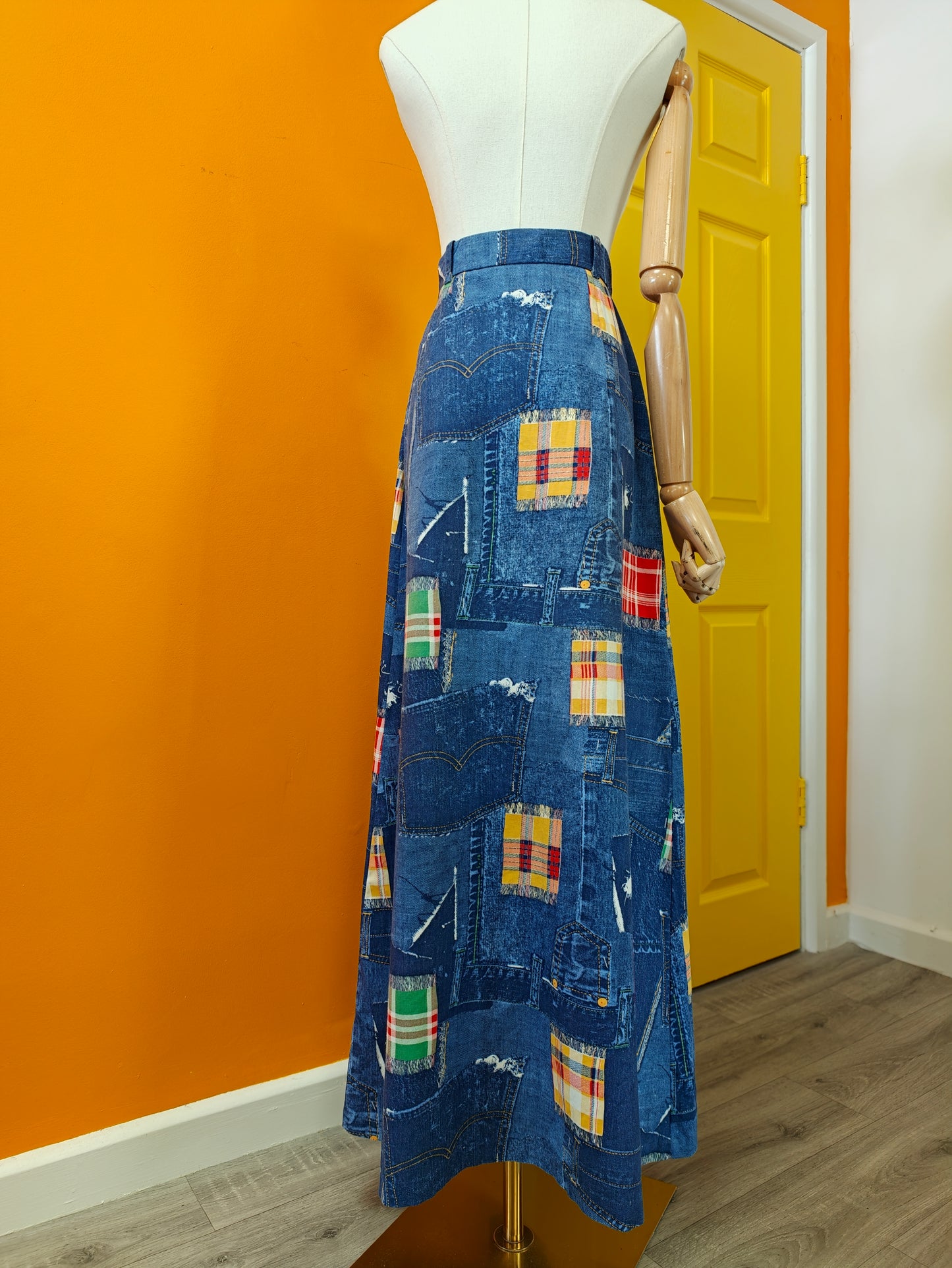 1970s Richard Shops patchwork print skirt - 27" waist