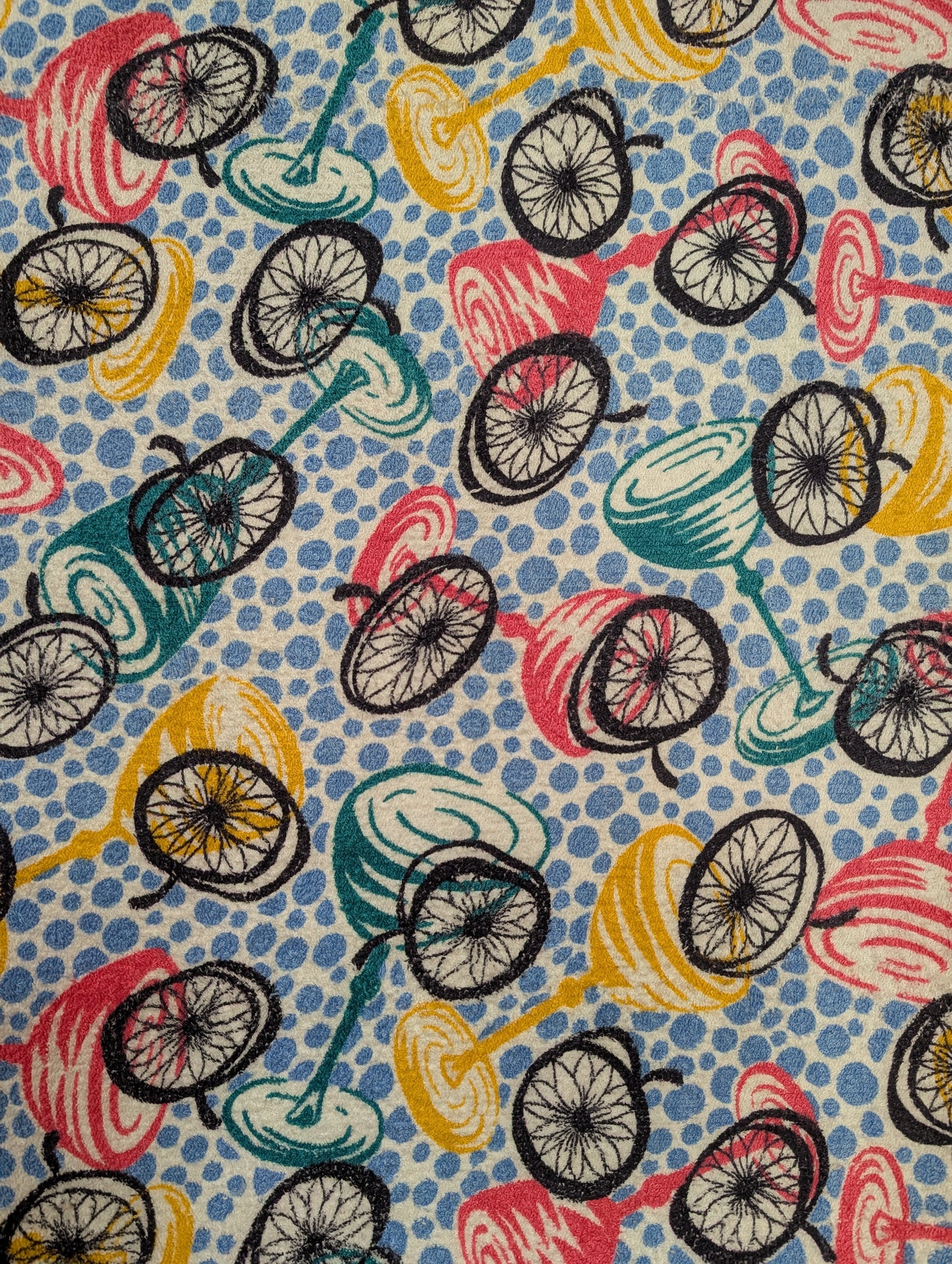 50s/60s Leeona novelty cocktail print fringed towel