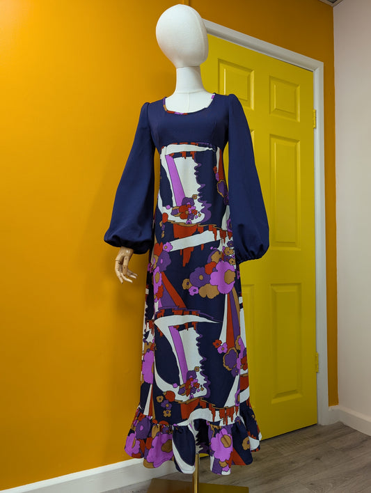 1970s psychedelic maxi dress - S/8