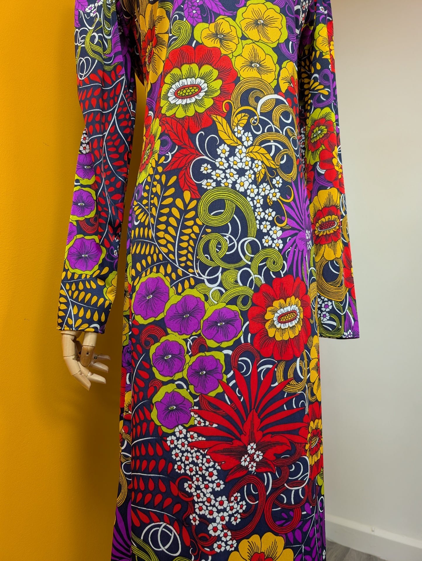 60s/70s psychedelic maxi dress - M/12/14