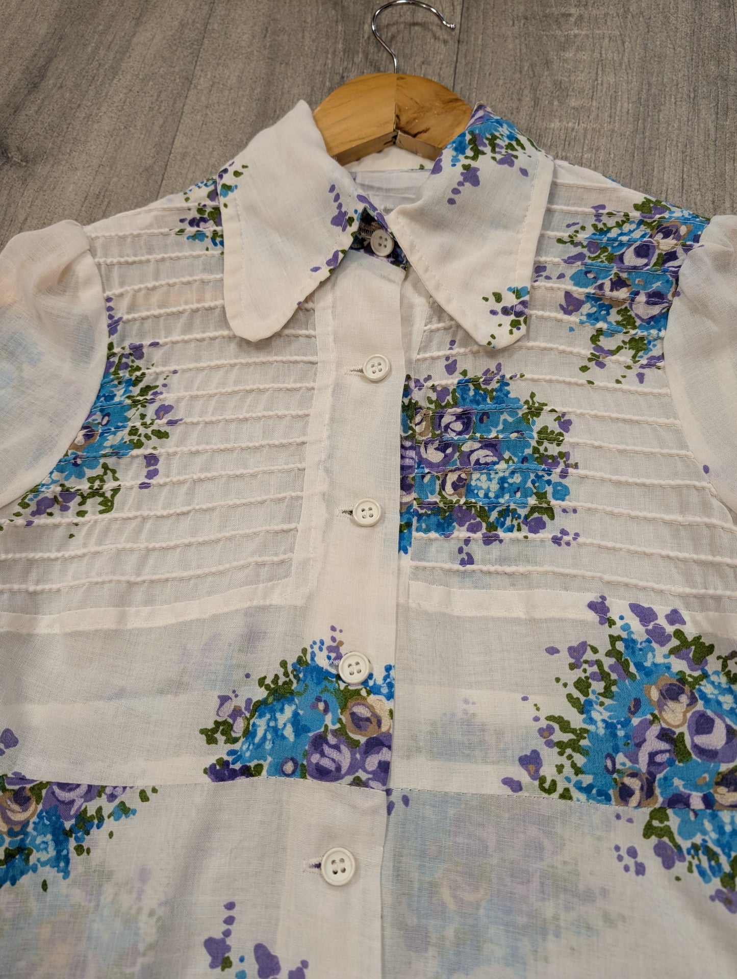 1960s sheer floral mini dress - XS/6