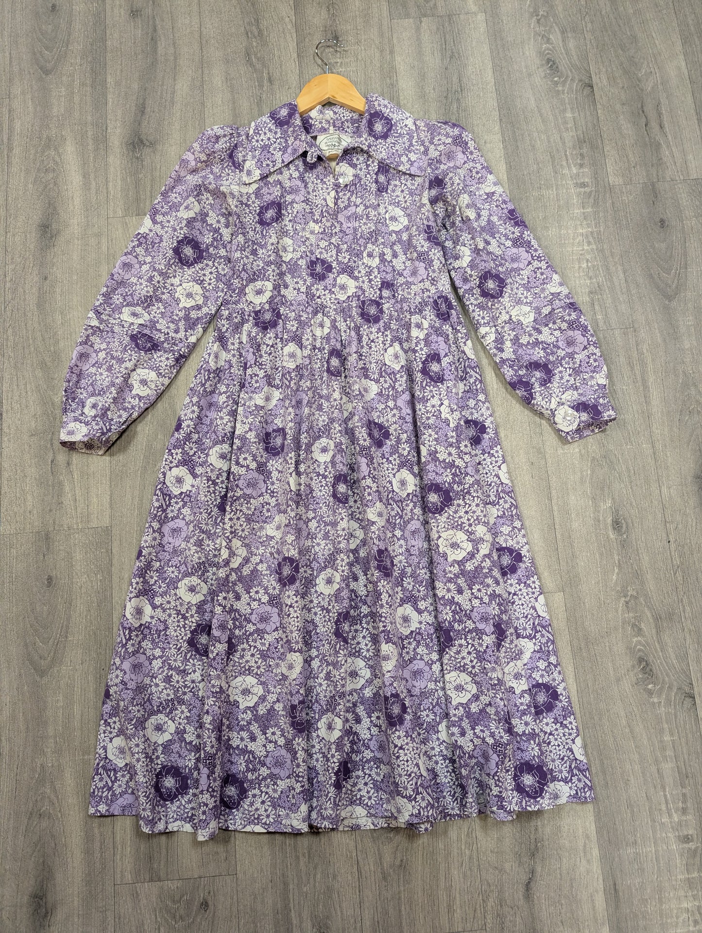 1970s made in Wales Laura Ashley purple floral dress - S/10
