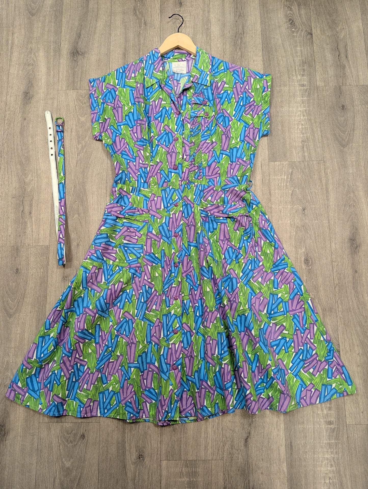 Early 1960s Kenrose cotton dress & belt - M/L/14/16