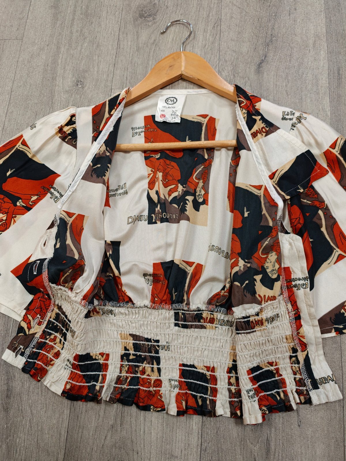 1970s C&A Toulouse Lautrec novelty print top - XS
