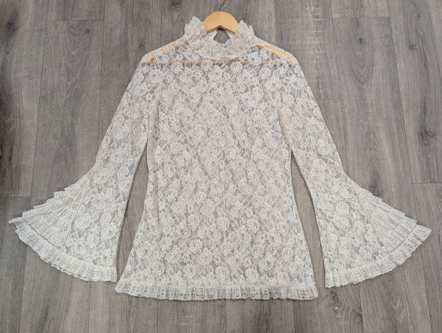 60s/70s Dorothy Perkins white nylon lace tunic - XS/S