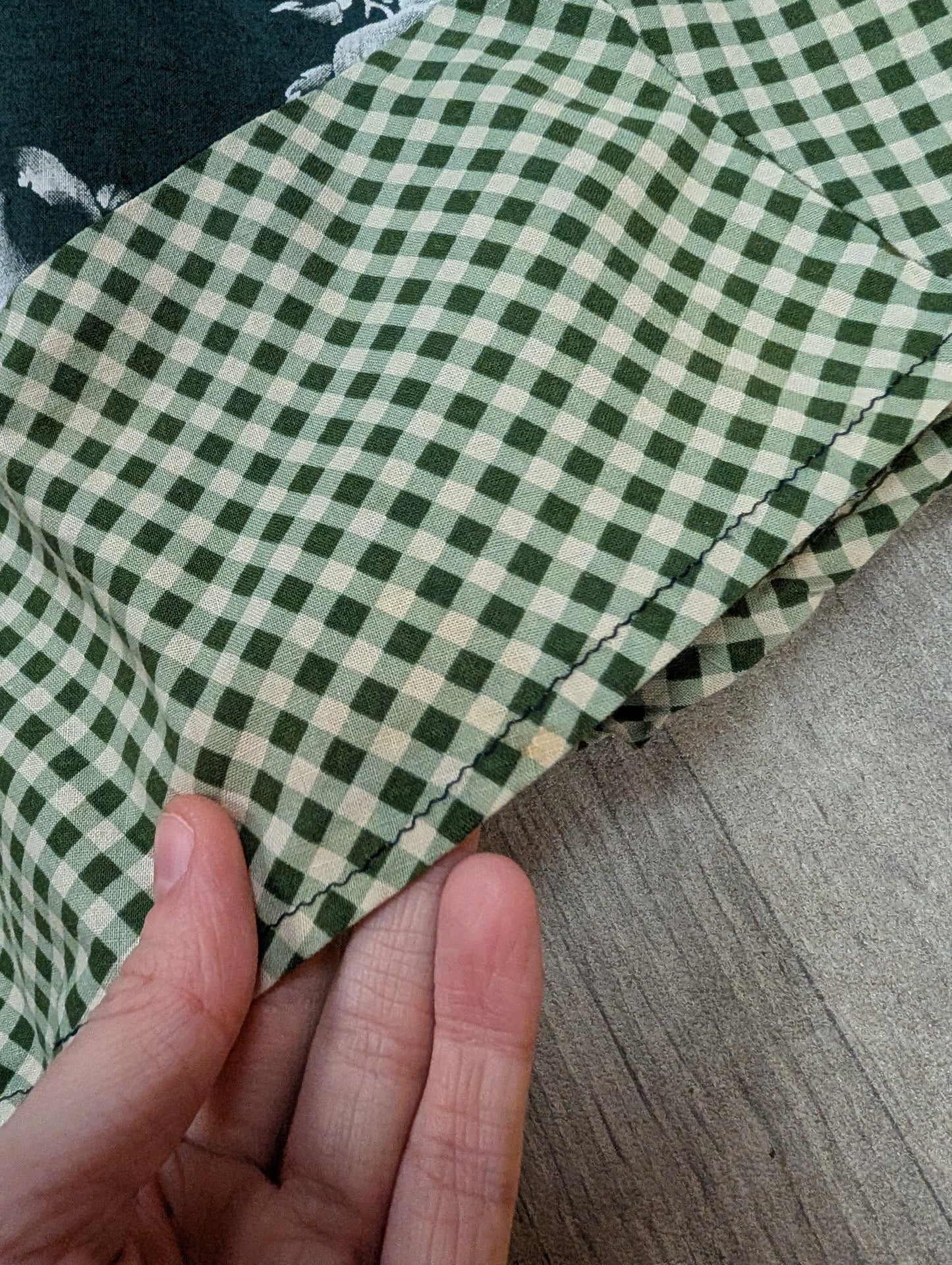 1970s Sunset full circle novelty fruit & gingham print cotton skirt - 27.5" waist