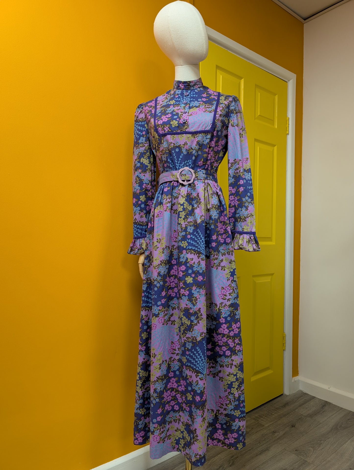 1970s psychedelic maxi dress - M/12