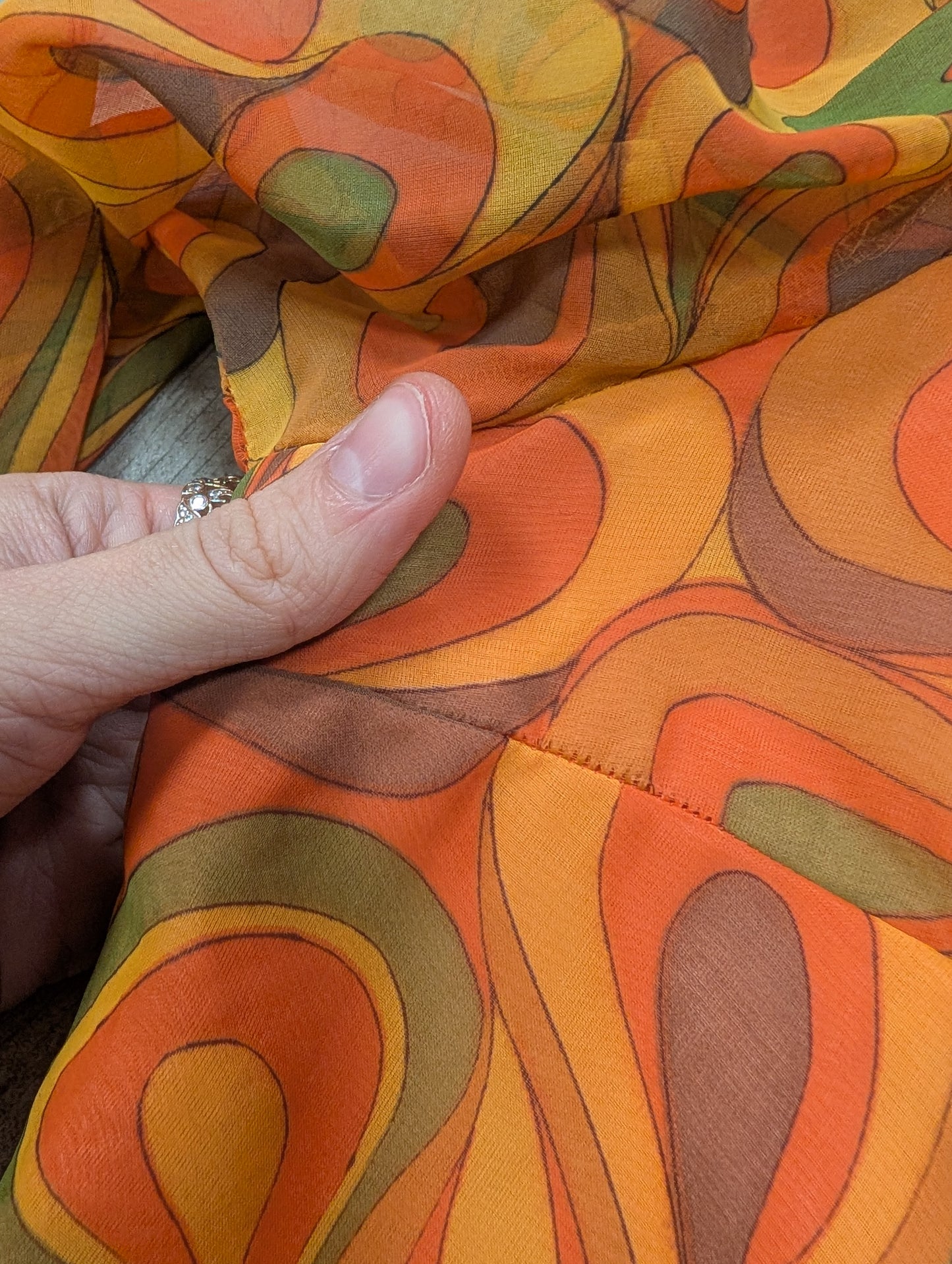 1960s Mademoiselle psychedelic orange dress - S/8