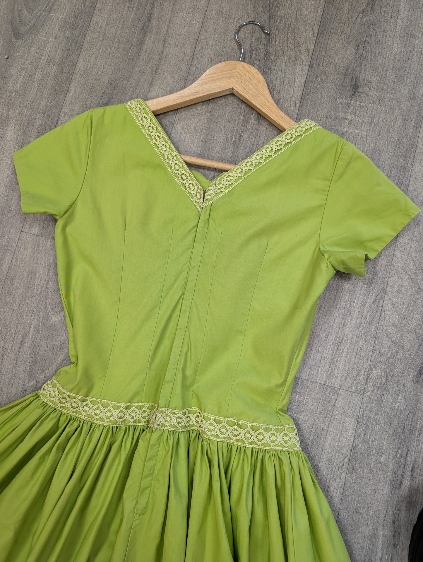 1950s Rhona Roy green cotton dress - XS/S/6/8