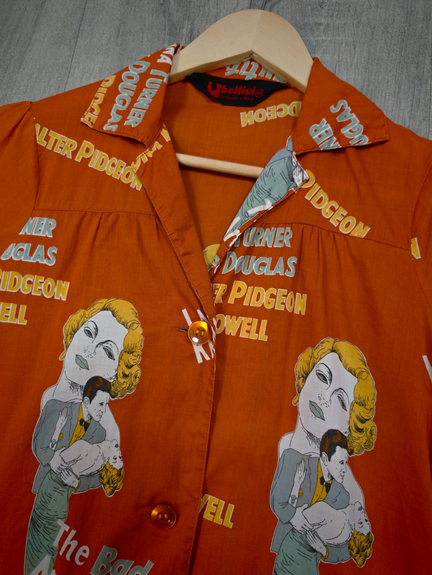 1970s Bellini novelty 'The Bad and the Beautiful' print shirt - S/M