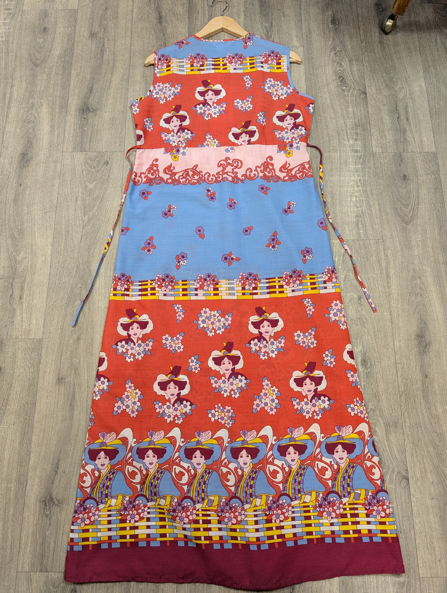 1970s novelty print maxi dress - M