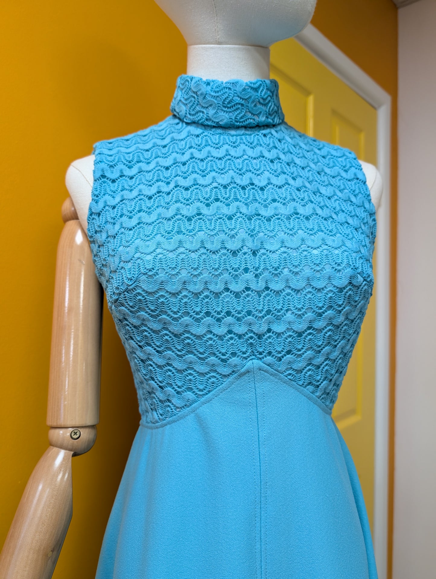 1970s turquoise maxi dress - XS/S/6/8