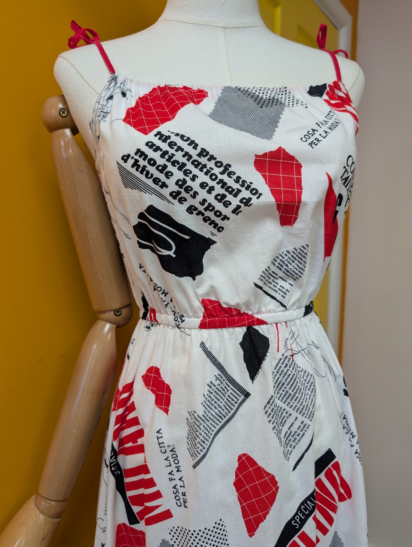1980s novelty print cotton dress - XS/S