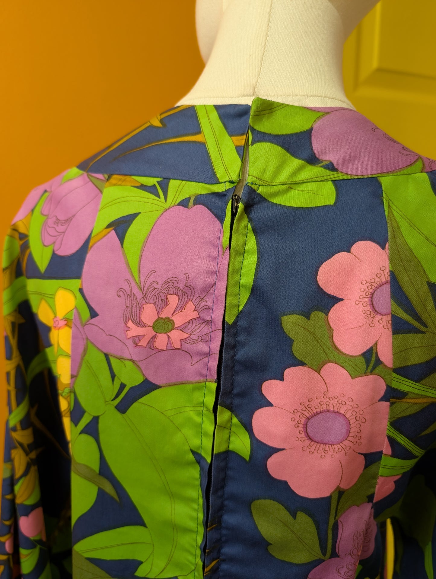 60s/70s floral cotton dress - M