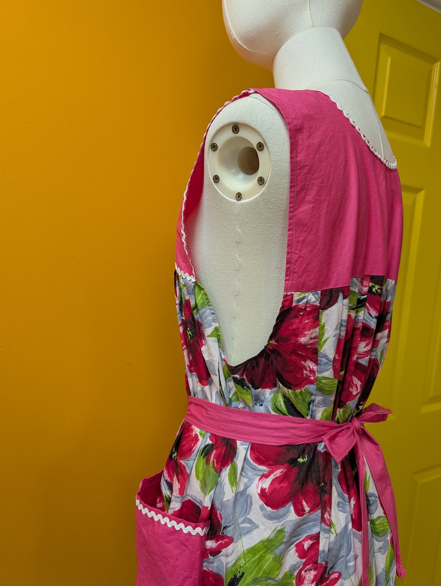 1960s floral cotton apron/overall - M