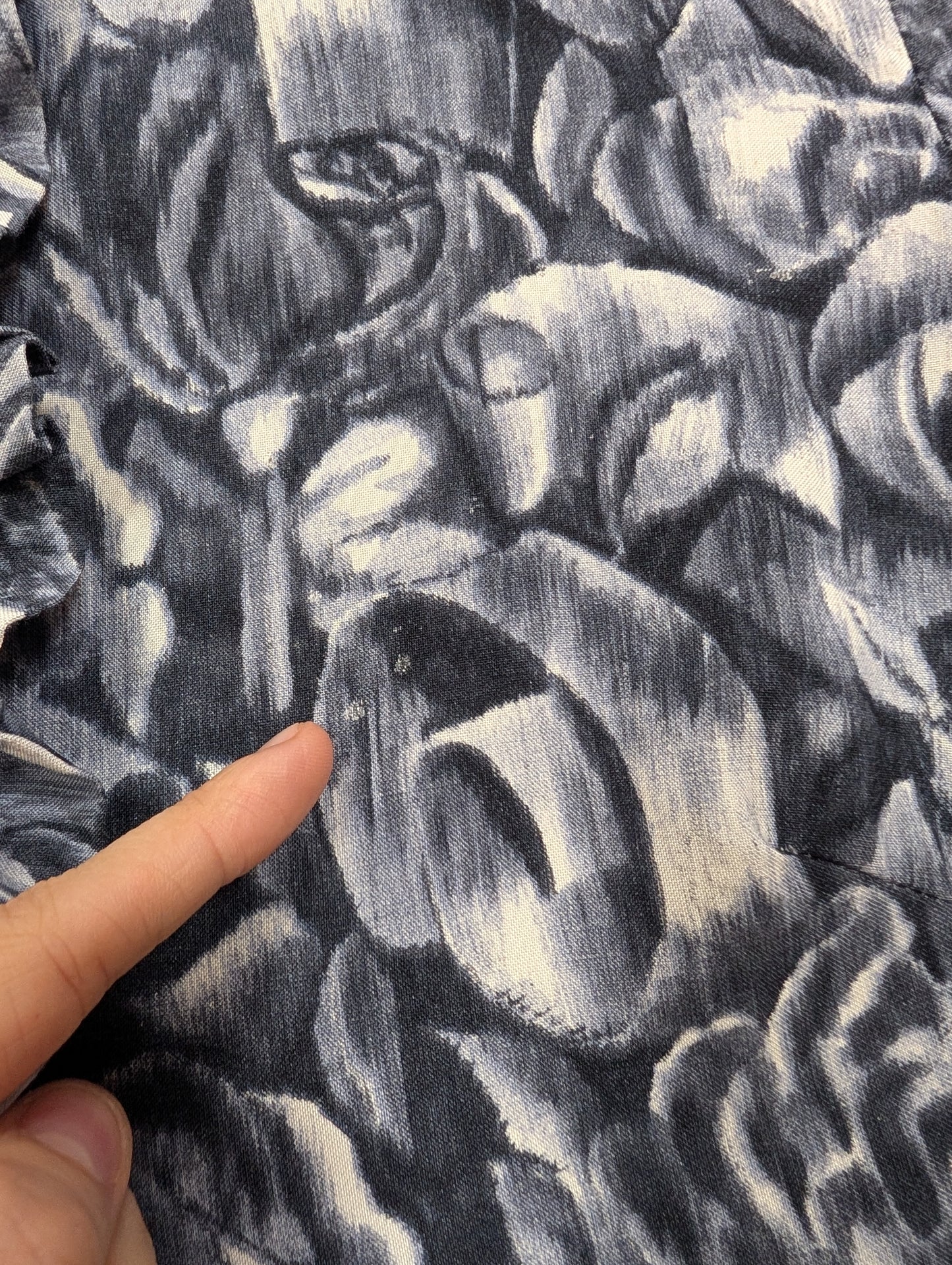1960s grey abstract floral top - XS/S