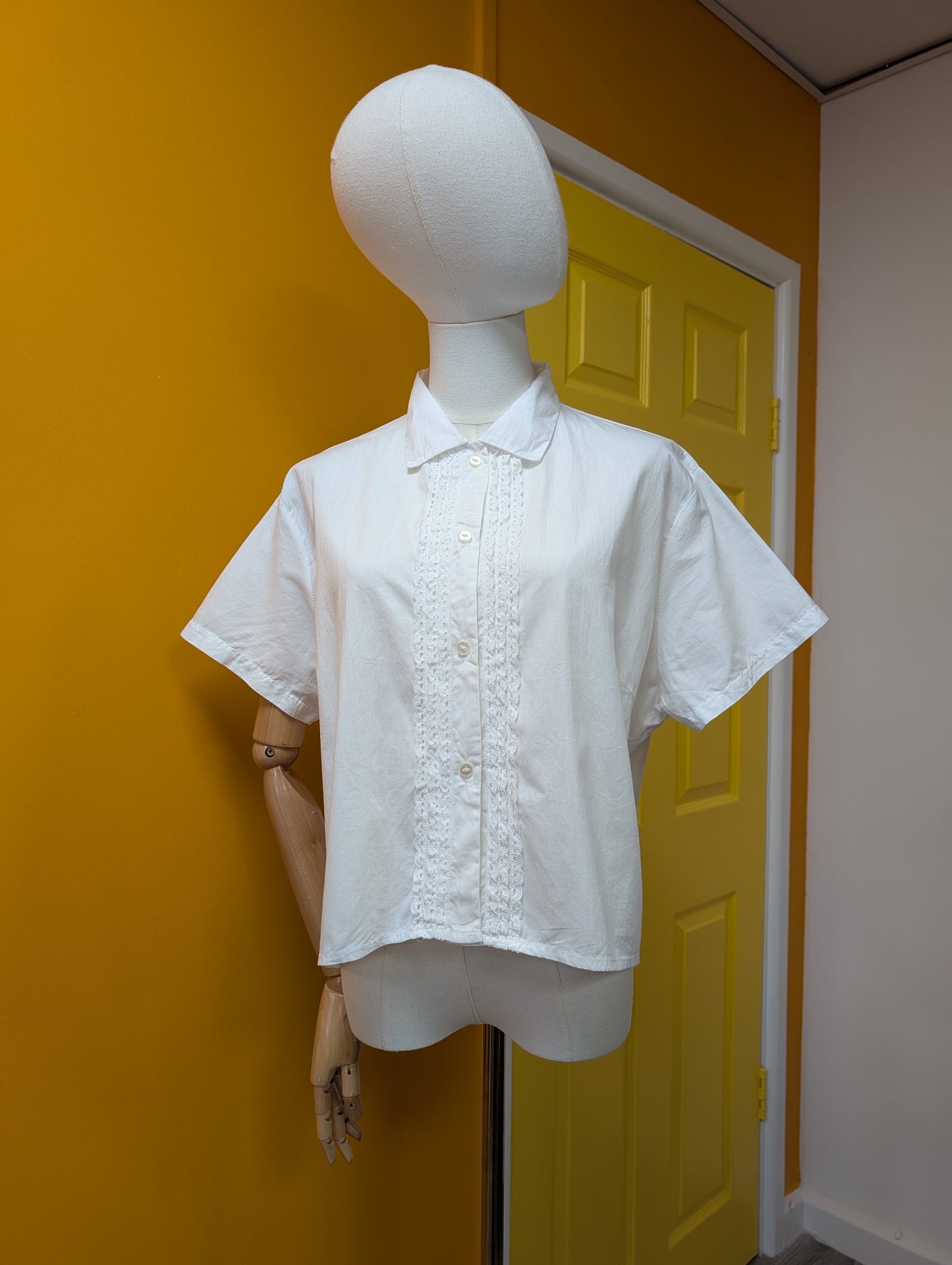 1960s Nilvira white cotton shirt - XL/20/22