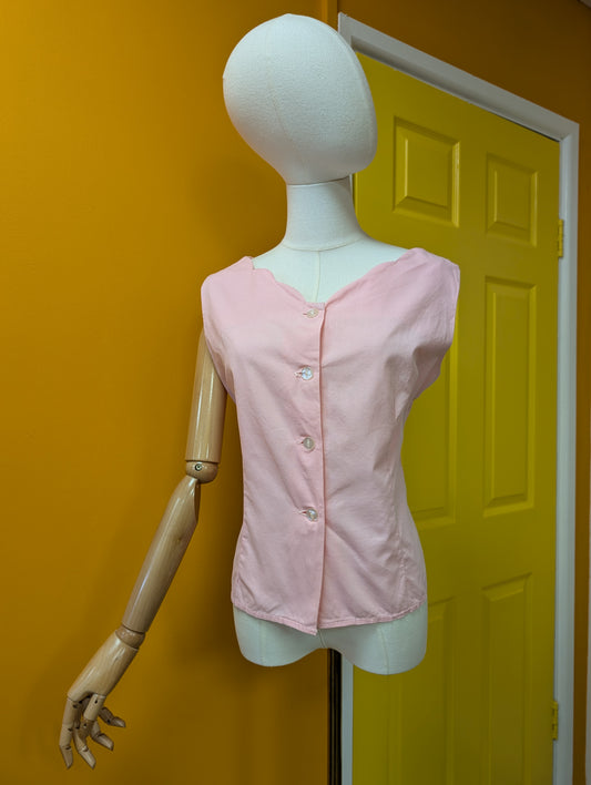 1950s Red Girl pink cotton top - M