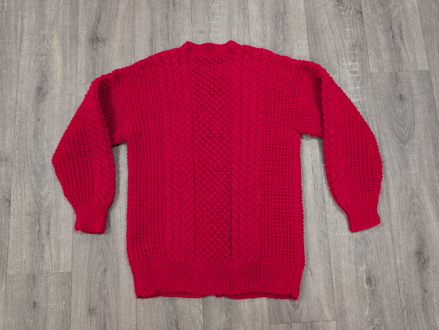 Hand knitted red cardigan - S/M