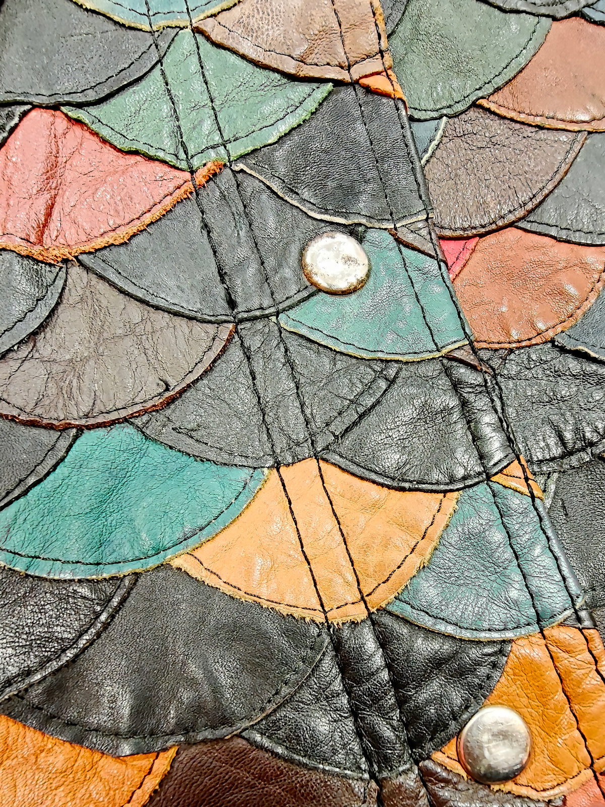 1970s fish scale patchwork leather jacket - XS/S