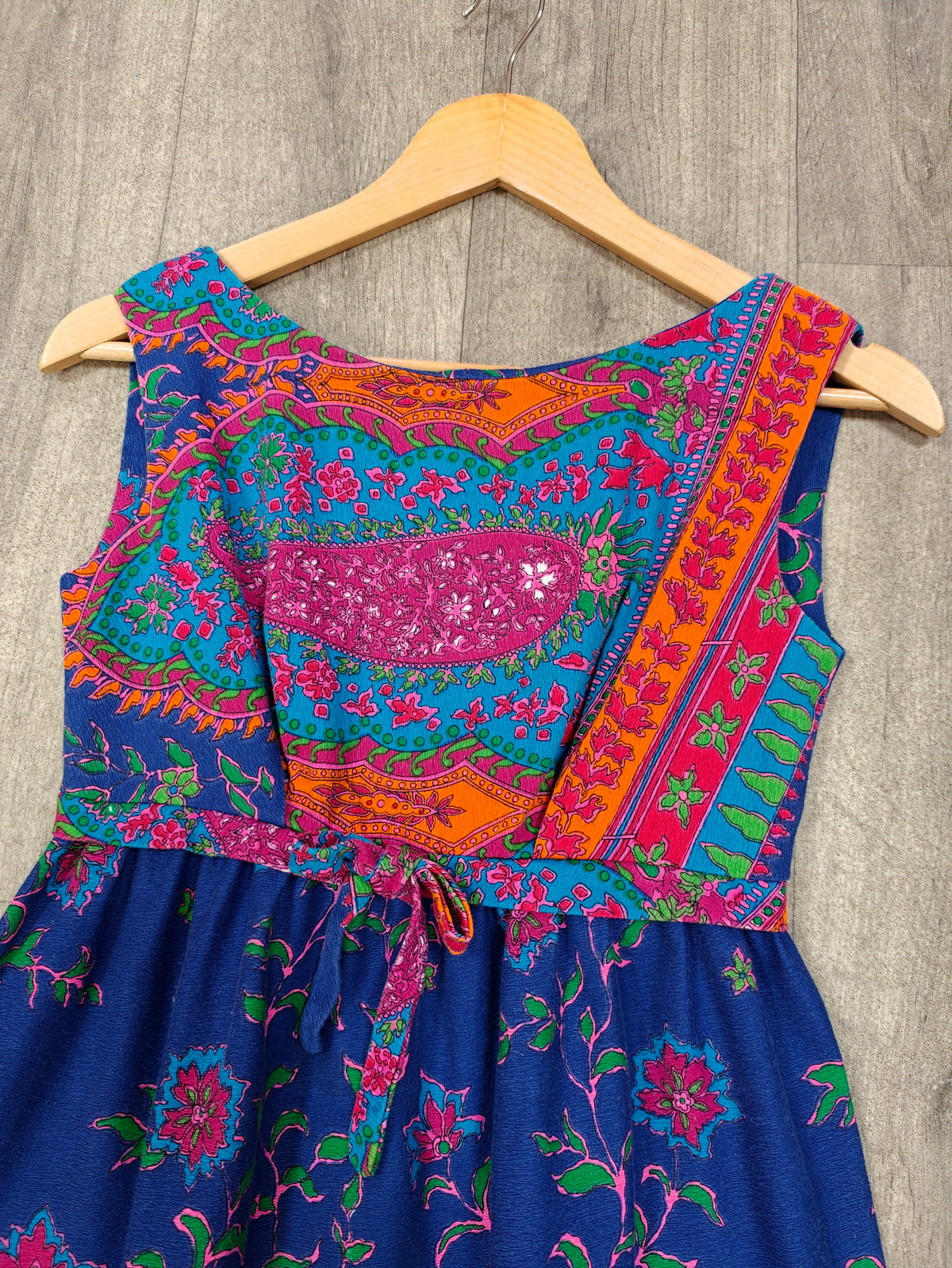 1960s psychedelic paisley cotton dress - XS/6