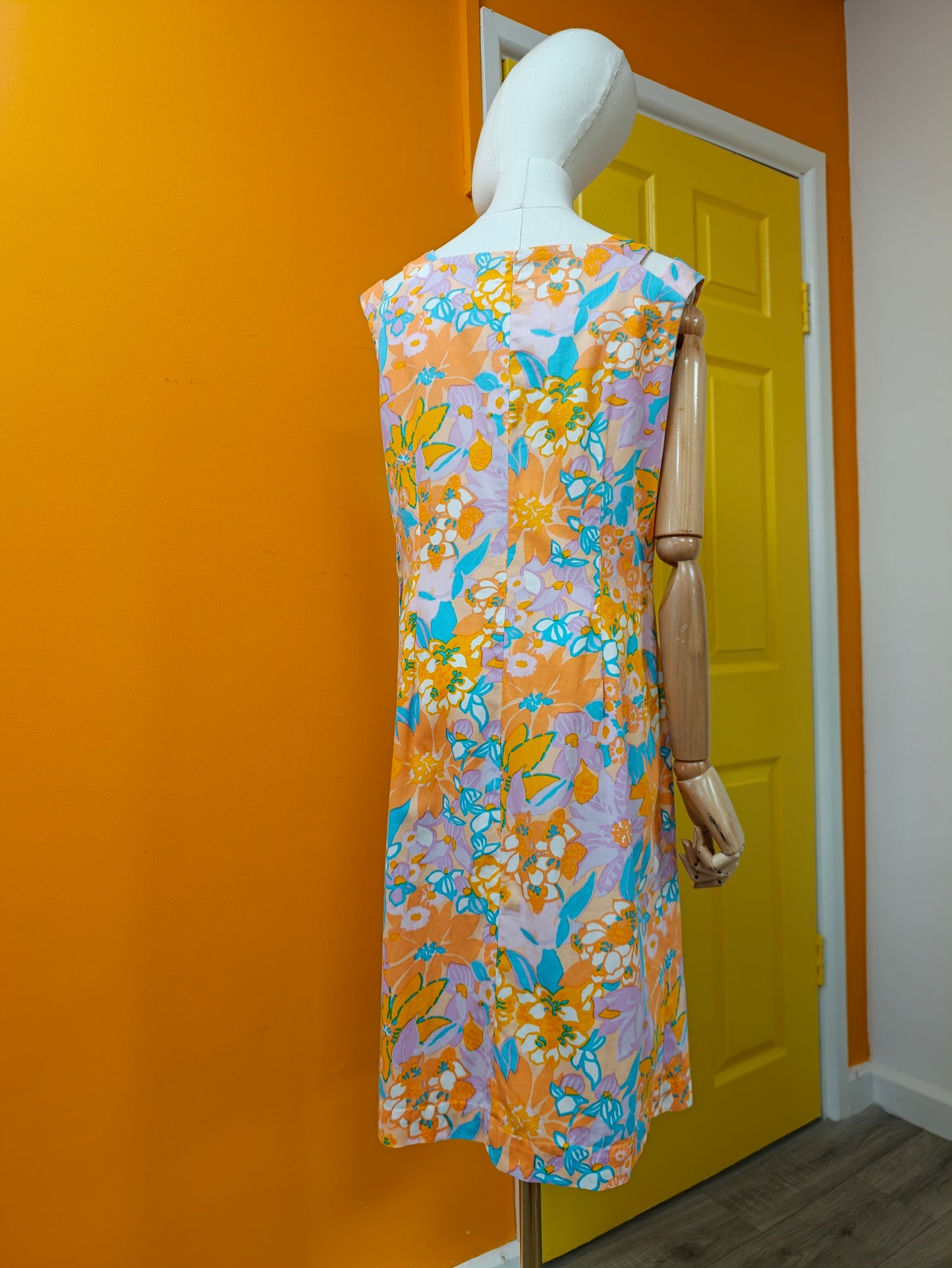 1960s floral cotton dress - M/14