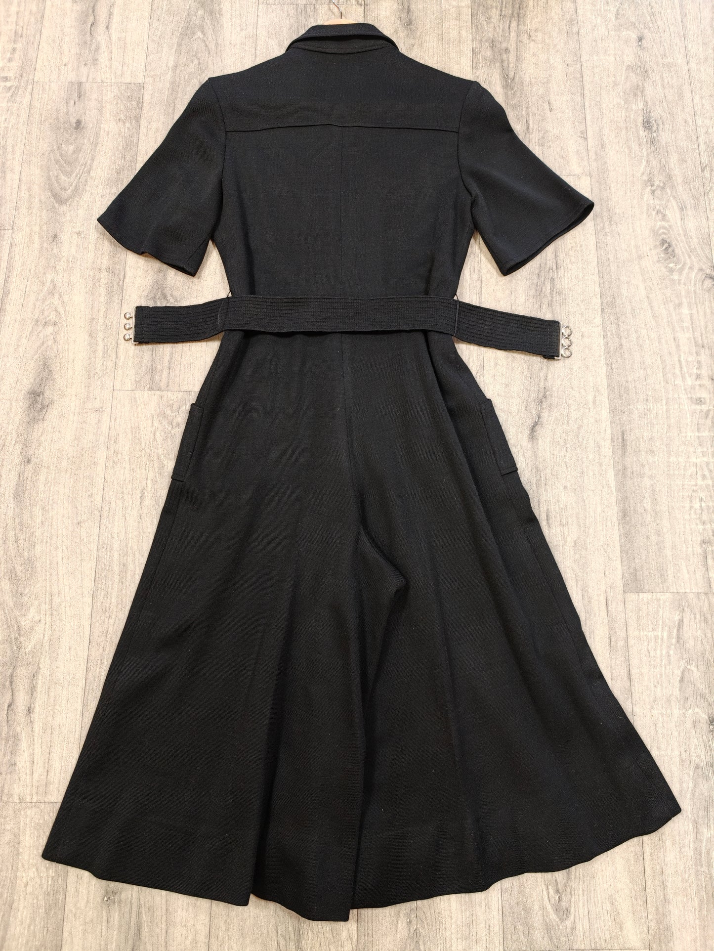 1970s Linzi black jumpsuit + belt - S