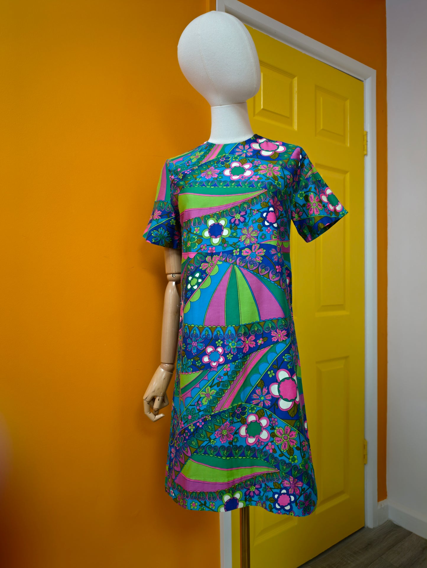 1960s psychedelic cotton dress - XS/S
