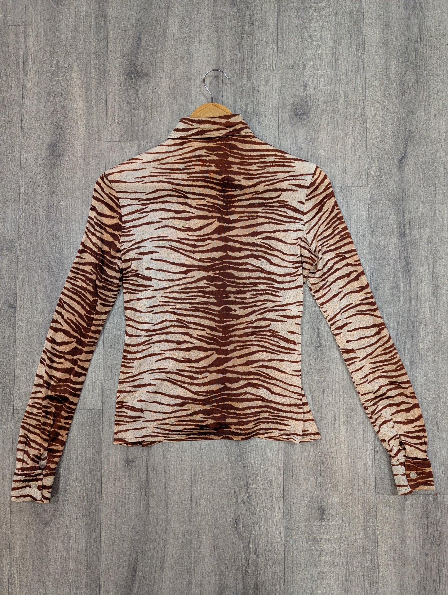 1970s Burlesque animal print dagger collar shirt - XS