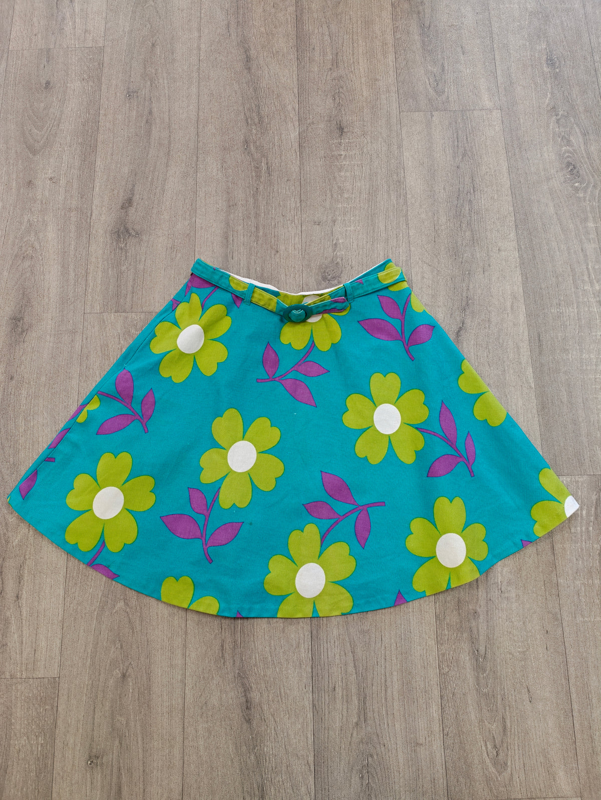 1960s flower power mini skirt with belt - 25" waist