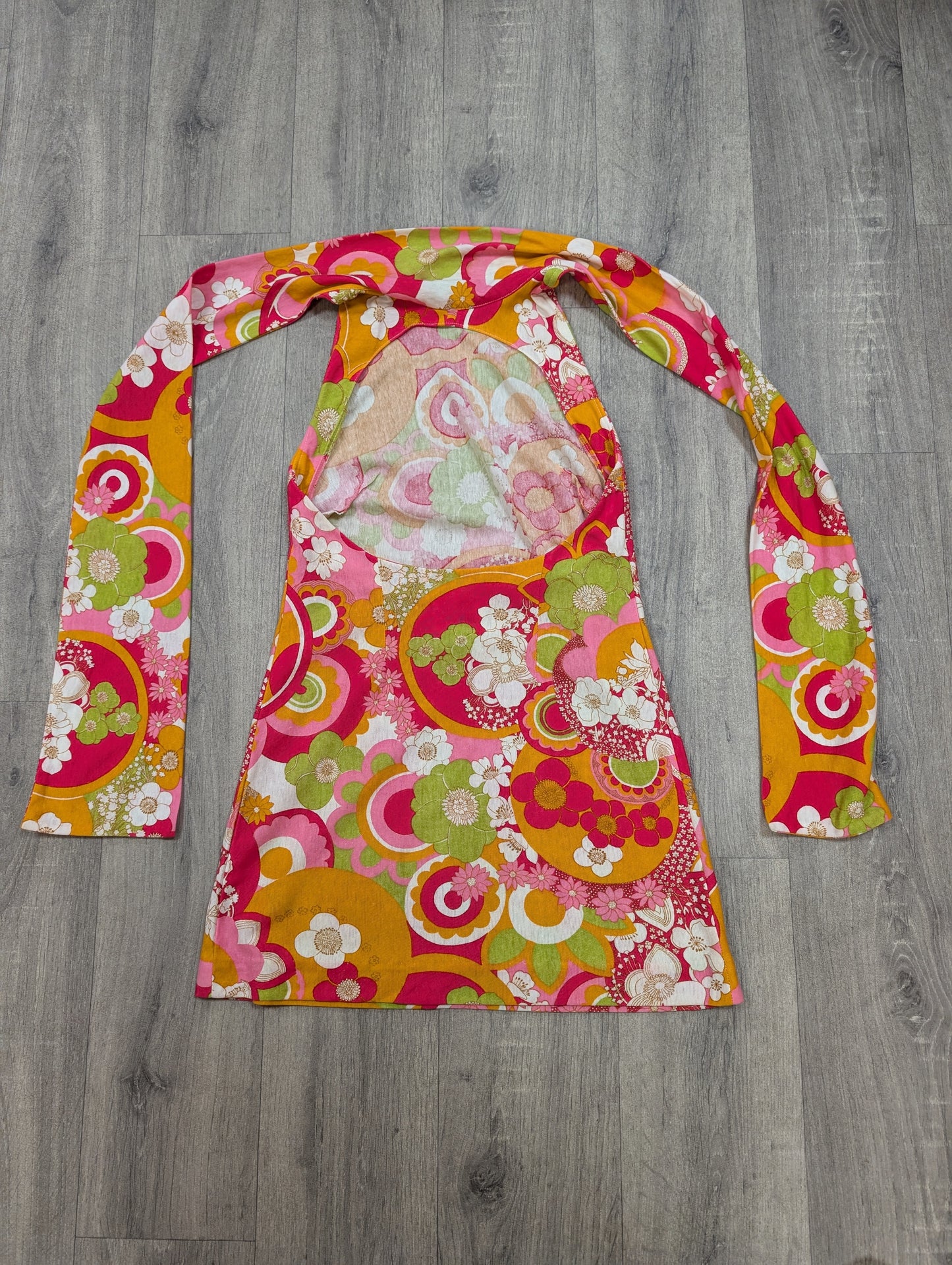 1960s Alistair Cowin psychedelic backless mini dress - S/8